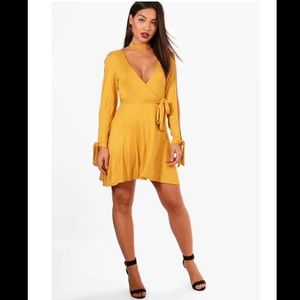 Kady Choker Wrap Dress with Split Sleeve